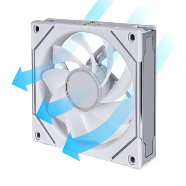 Lian Li UNI FAN SL-INF 120 Reverse Blade Single White Fan (UF-RSLIN120-1W WHITE) - 1x120mm, Reversed Blade fan 5 Lian Li UNI FAN SL-INF 120 Reverse Blade Single White Fan (UF-RSLIN120-1W WHITE) - 1x120mm, Reversed Blade fan - Ảnh 5