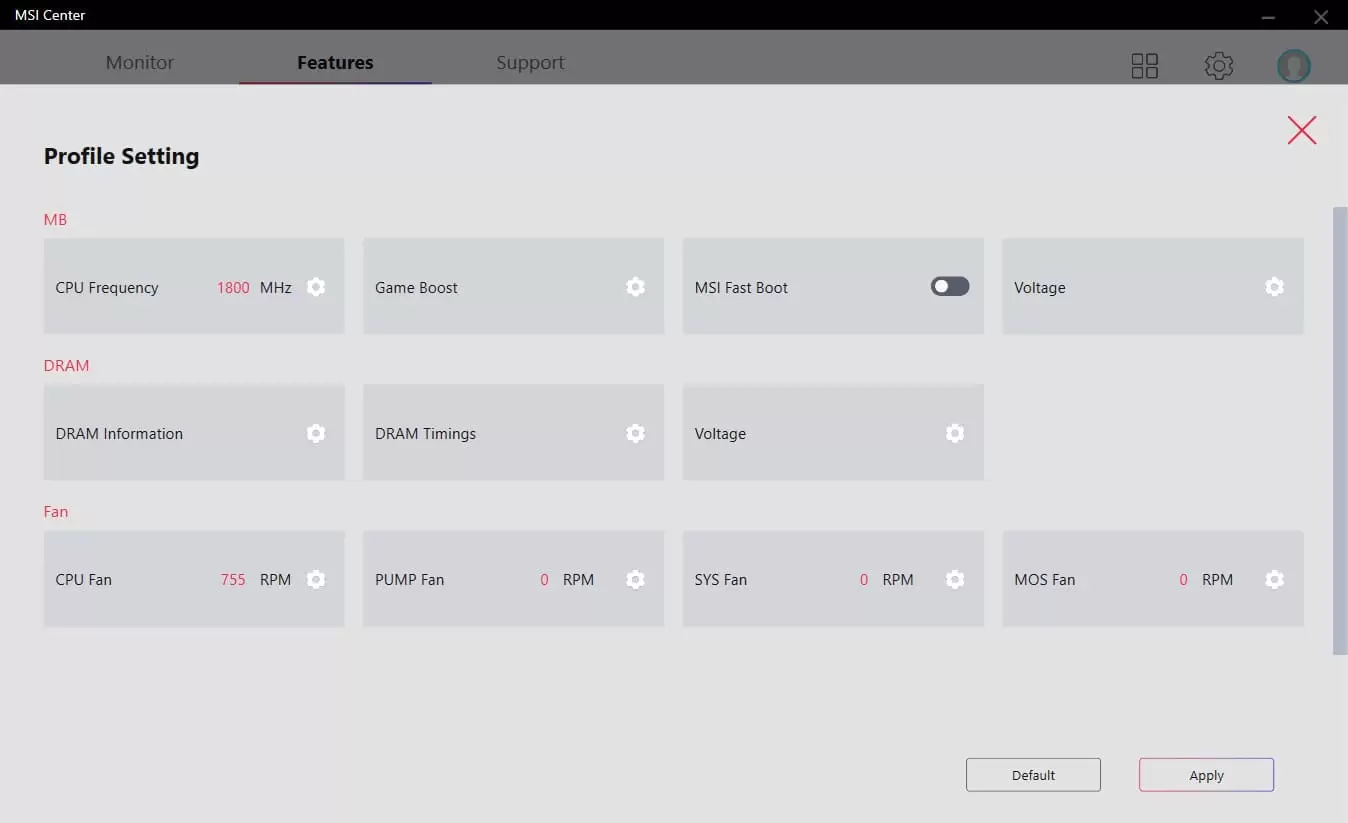 msi center oc setting