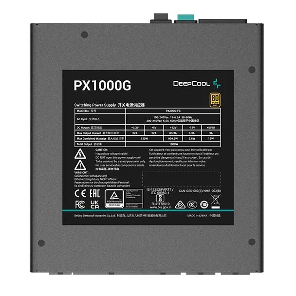 DEEPCOOL PX-G series PX1000G PSU - 1000W 80 Plus Gold, PCIe 5.0, full modular, 1x12VHPWR 2 DEEPCOOL PX-G series PX1000G PSU - 1000W 80 Plus Gold, PCIe 5.0, full modular, 1x12VHPWR - Ảnh 2