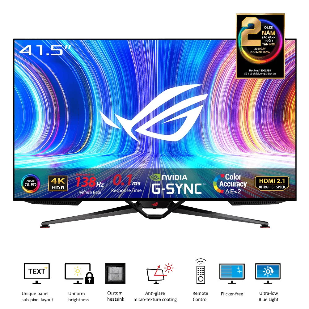 ASUS ROG Swift OLED PG42UQ OLED Gaming Monitor - 42 inch 4K (5120 x 1440), 138Hz (overclocked), 0.1 ms (GTG), G-SYNC® compatible. 98% DCI-P3, true 10-bit, HDMI® 2.1, Remote Control 1 ASUS ROG Swift OLED PG42UQ OLED Gaming Monitor - 42 inch 4K (5120 x 1440), 138Hz (overclocked), 0.1 ms (GTG), G-SYNC® compatible. 98% DCI-P3, true 10-bit, HDMI® 2.1, Remote Control