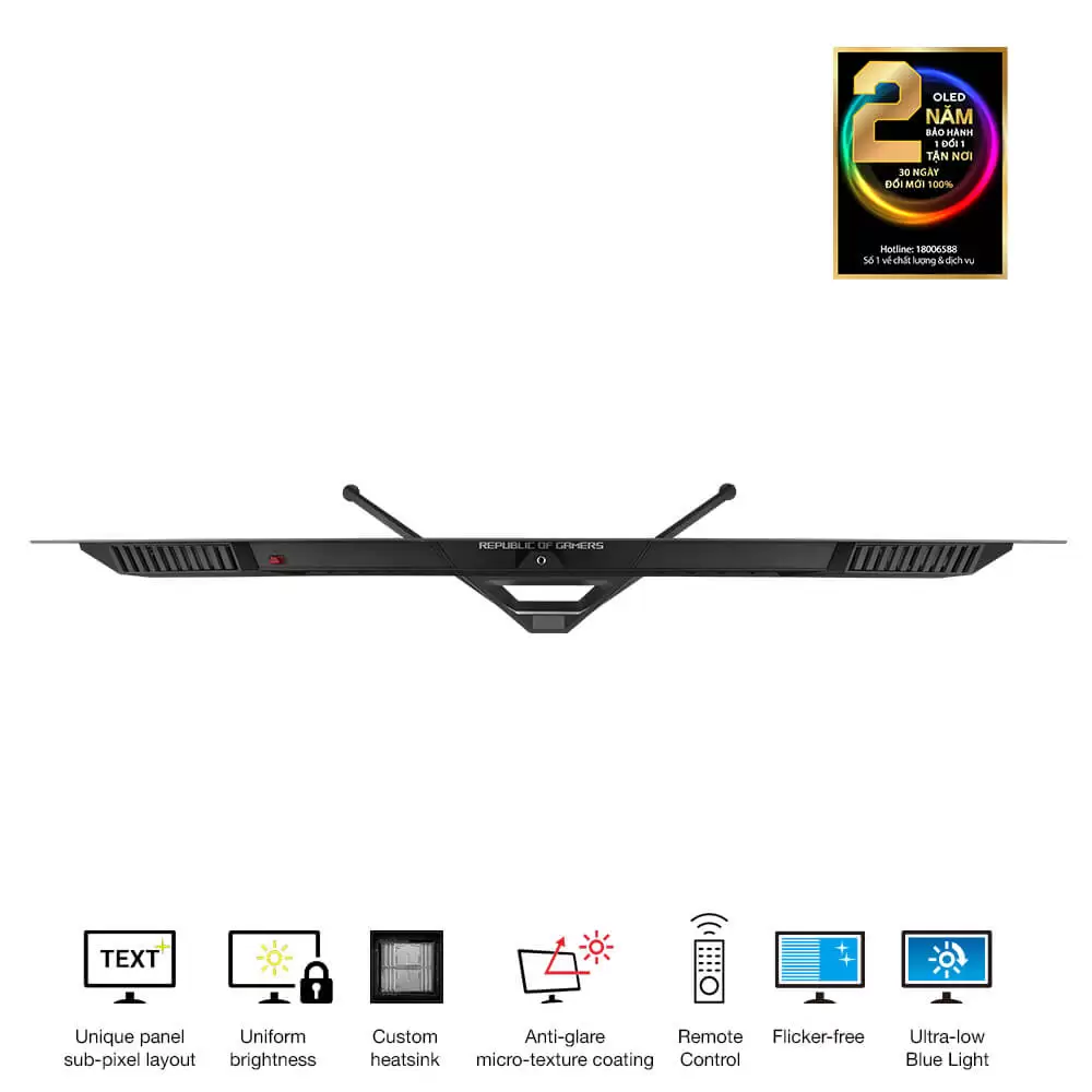ASUS ROG Swift OLED PG42UQ OLED Gaming Monitor - 42 inch 4K (5120 x 1440), 138Hz (overclocked), 0.1 ms (GTG), G-SYNC® compatible. 98% DCI-P3, true 10-bit, HDMI® 2.1, Remote Control 9 ASUS ROG Swift OLED PG42UQ OLED Gaming Monitor - 42 inch 4K (5120 x 1440), 138Hz (overclocked), 0.1 ms (GTG), G-SYNC® compatible. 98% DCI-P3, true 10-bit, HDMI® 2.1, Remote Control - Ảnh 9