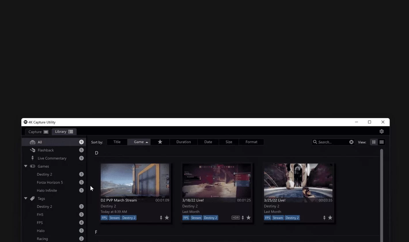 Game Capture 4 K Library