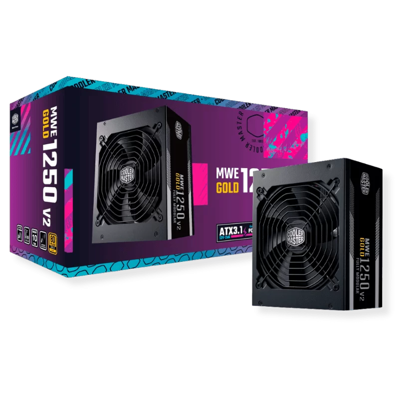 Cooler Master MWE Gold 1250 V2 ATX3.1 Fully Modular PSU - 1250W, 80+ Gold, Quiet 140mm FDB Fan, 2 EPS Connectors, High Temperature Resilience 1 Cooler Master MWE Gold 1250 V2 ATX3.1 Fully Modular PSU - 1250W, 80+ Gold, Quiet 140mm FDB Fan, 2 EPS Connectors, High Temperature Resilience
