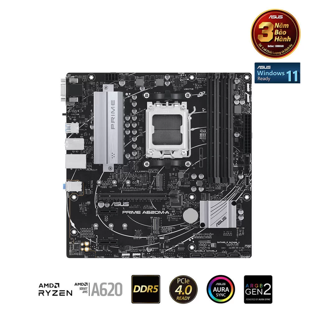 ASUS PRIME A620M-A Mainboard 3 ASUS PRIME A620M-A Mainboard - Ảnh 3