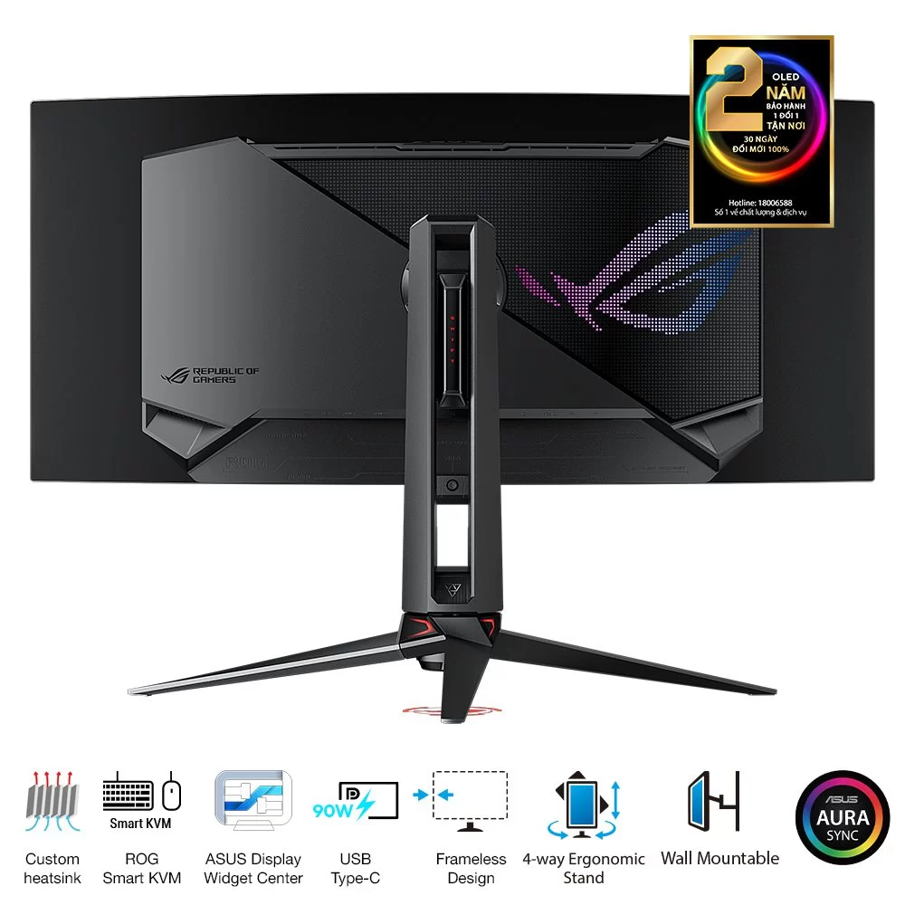ASUS ROG Swift PG34WCDM 240Hz OLED Ultrawide Gaming Monitor - 34 inch Curved, 21:9 WQHD (3440 x 1440), 800R , 450cd/m² 6 ASUS ROG Swift PG34WCDM 240Hz OLED Ultrawide Gaming Monitor - 34 inch Curved, 21:9 WQHD (3440 x 1440), 800R , 450cd/m² - Ảnh 6