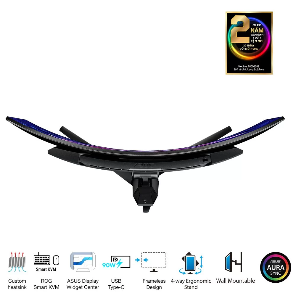 ASUS ROG Swift PG34WCDM 240Hz OLED Ultrawide Gaming Monitor - 34 inch Curved, 21:9 WQHD (3440 x 1440), 800R , 450cd/m² 7 ASUS ROG Swift PG34WCDM 240Hz OLED Ultrawide Gaming Monitor - 34 inch Curved, 21:9 WQHD (3440 x 1440), 800R , 450cd/m² - Ảnh 7
