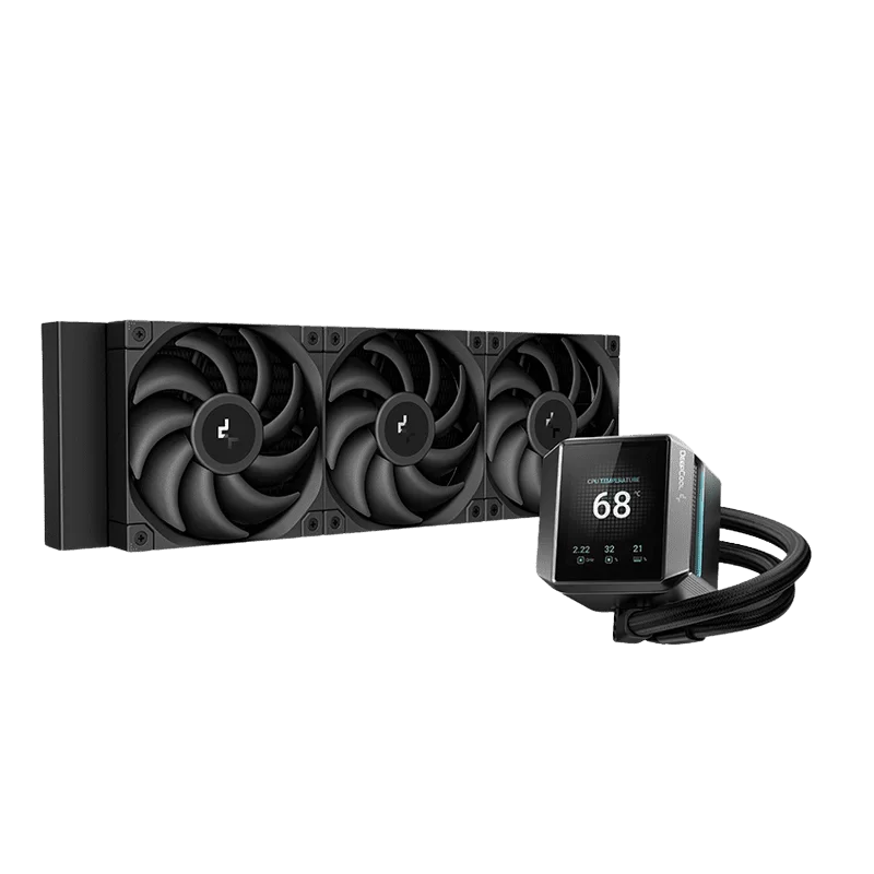 DeepCool MYSTIQUE 360 AIO Liquid CPU Cooler - Black, 360mm Radiator, 5th Gen Pump 3400RPM AIO 2.8" 640x480 TFT LCD Screen, Anti-Leak Tech, FT12 SE PWM Fans
