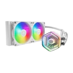 Cooler Master MASTERLIQUID 240 ATMOS ARGB Close-Loop AIO Liquid Cooling - White, Customize Pump, Sickleflow Edge PWM Fans, 240mm Radiator, CryoFuze Cooling