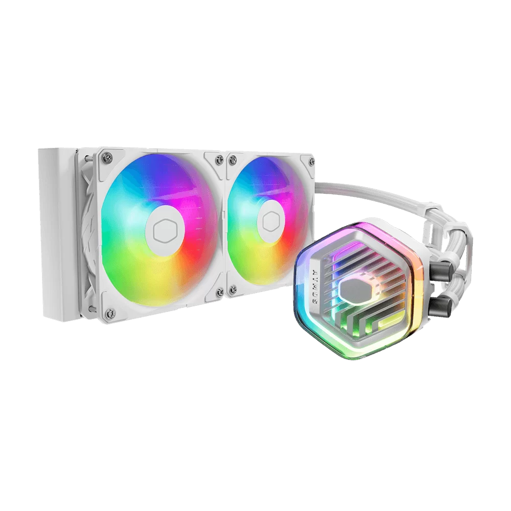 Cooler Master MASTERLIQUID 240 ATMOS ARGB Close-Loop AIO Liquid Cooling - White, Customize Pump, Sickleflow Edge PWM Fans, 240mm Radiator, CryoFuze Cooling 1 Cooler Master MASTERLIQUID 240 ATMOS ARGB Close-Loop AIO Liquid Cooling - White, Customize Pump, Sickleflow Edge PWM Fans, 240mm Radiator, CryoFuze Cooling