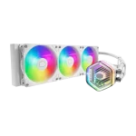 Cooler Master MASTERLIQUID 360 ATMOS ARGB Close-Loop AIO Liquid Cooling - White, Customize Pump, Sickleflow Edge PWM Fans, 240mm Radiator, CryoFuze Cooling