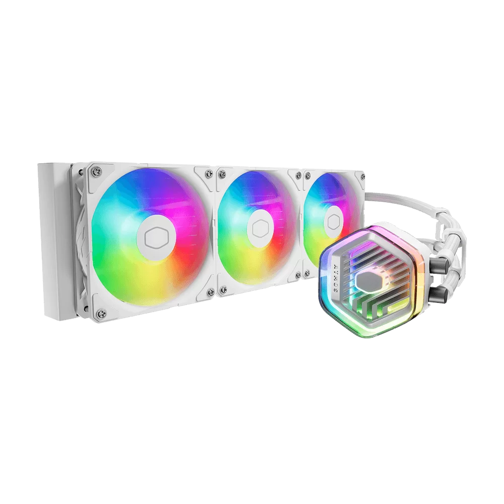 Cooler Master MASTERLIQUID 360 ATMOS ARGB Close-Loop AIO Liquid Cooling - White, Customize Pump, Sickleflow Edge PWM Fans, 240mm Radiator, CryoFuze Cooling 1 Cooler Master MASTERLIQUID 360 ATMOS ARGB Close-Loop AIO Liquid Cooling - White, Customize Pump, Sickleflow Edge PWM Fans, 240mm Radiator, CryoFuze Cooling