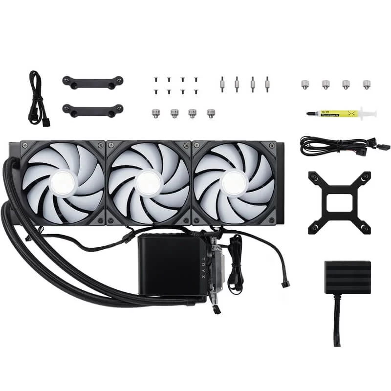 TRYX PANORAMA ARGB 360 BLACK AIO Liquid CPU Cooler - 6.5inch curved screen, 360mm radiator, Asetek 8th gen pump, 3x ROTA ARGB Fans 6 TRYX PANORAMA ARGB 360 BLACK AIO Liquid CPU Cooler - 6.5inch curved screen, 360mm radiator, Asetek 8th gen pump, 3x ROTA ARGB Fans - Ảnh 6