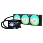 TRYX PANORAMA ARGB 360 BLACK AIO Liquid CPU Cooler - 6.5inch curved screen, 360mm radiator, Asetek 8th gen pump, 3x ROTA ARGB Fans
