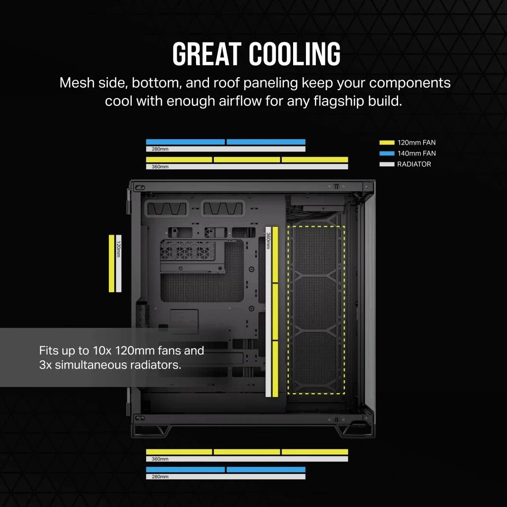 CORSAIR 6500X Black - Dual Chamber, Tempered Glass, Mid Tower ATX Case 10 CORSAIR 6500X Black - Dual Chamber, Tempered Glass, Mid Tower ATX Case - Ảnh 10