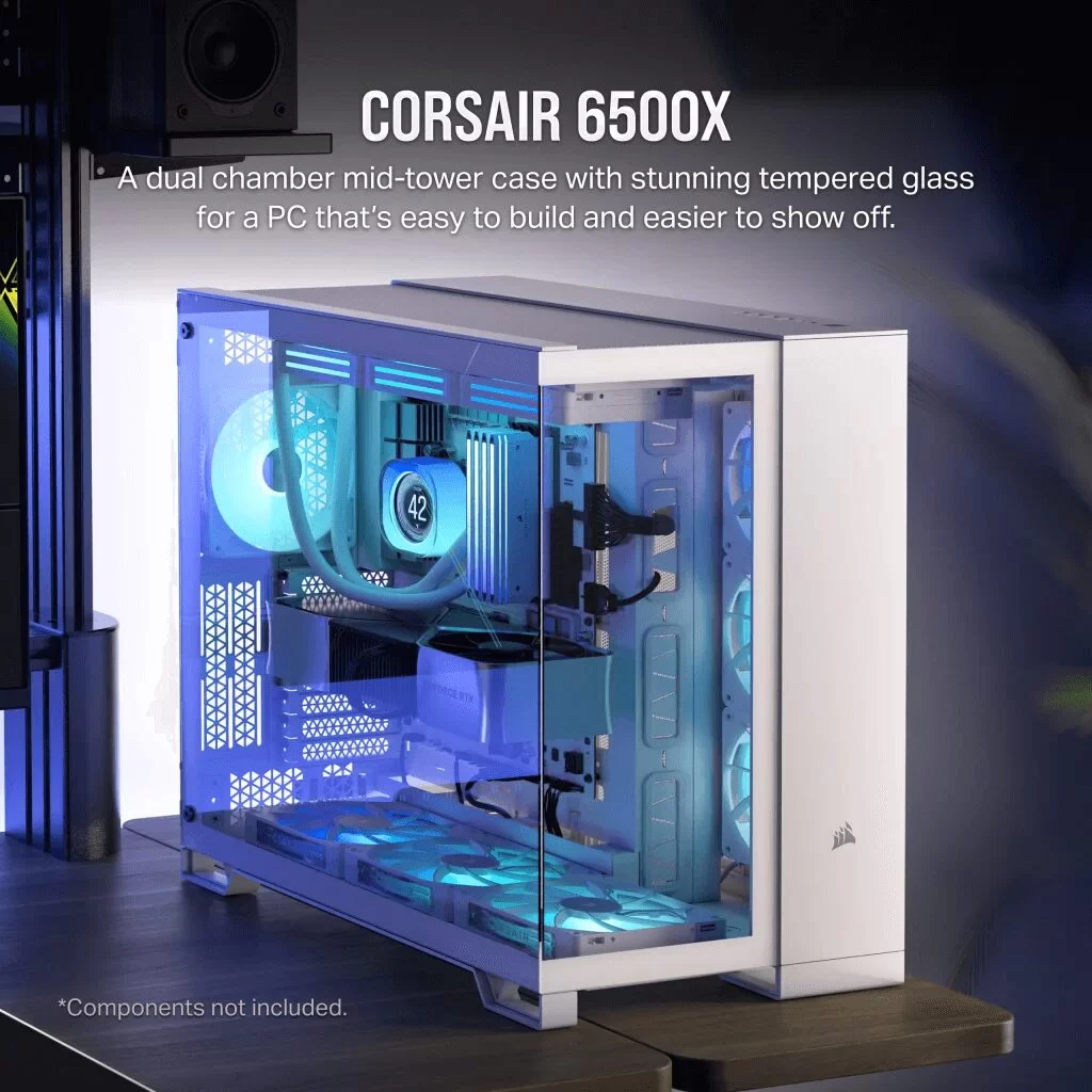 CORSAIR 6500X White - Dual Chamber, Tempered Glass, Mid Tower ATX Case 9 CORSAIR 6500X White - Dual Chamber, Tempered Glass, Mid Tower ATX Case - Ảnh 9
