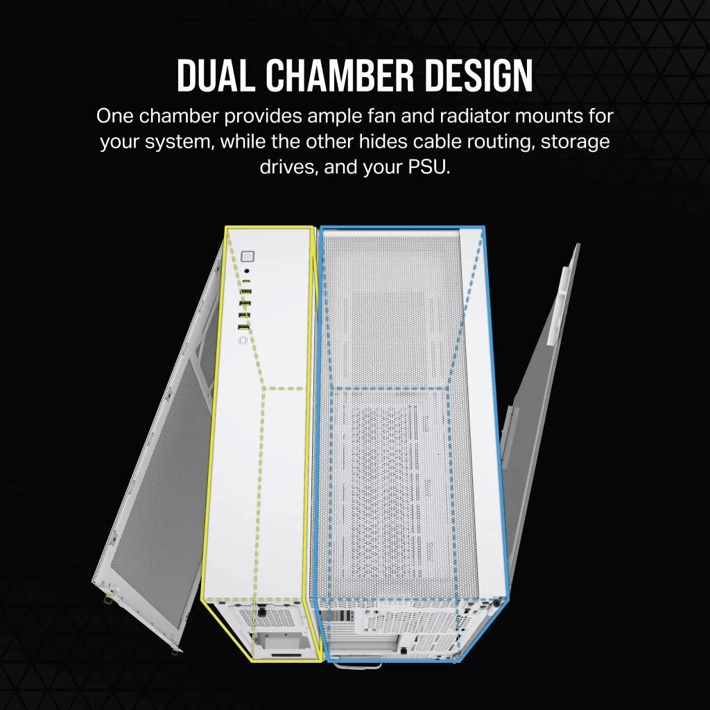 CORSAIR 6500X White - Dual Chamber, Tempered Glass, Mid Tower ATX Case 10 CORSAIR 6500X White - Dual Chamber, Tempered Glass, Mid Tower ATX Case - Ảnh 10