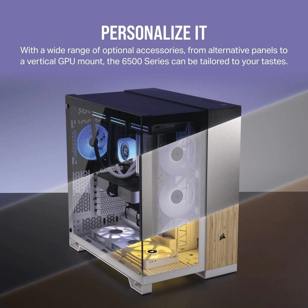 CORSAIR 6500X White - Dual Chamber, Tempered Glass, Mid Tower ATX Case 14 CORSAIR 6500X White - Dual Chamber, Tempered Glass, Mid Tower ATX Case - Ảnh 14