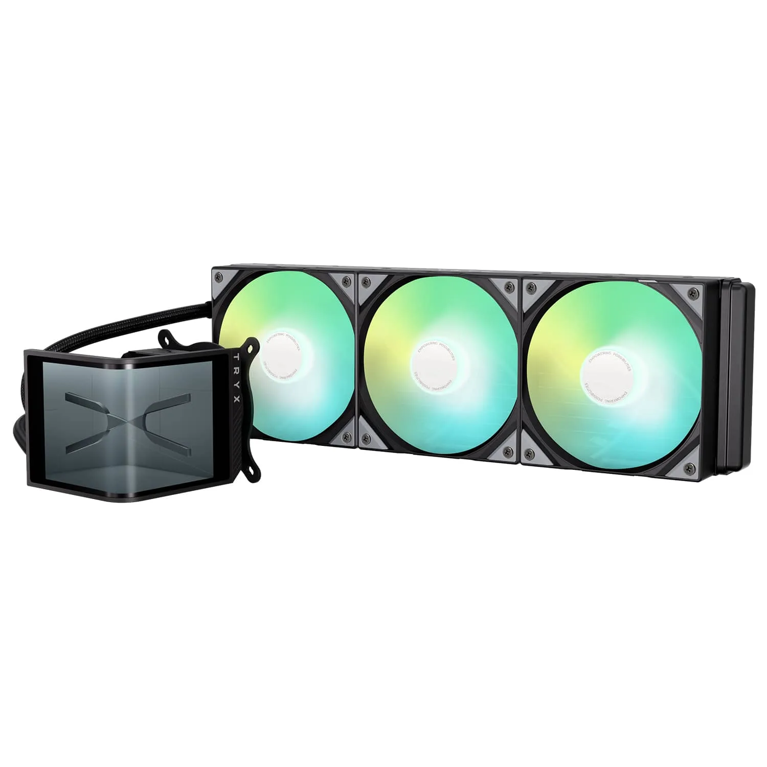 TRYX PANORAMA SE ARGB 360 BLACK AIO Liquid CPU Cooler - 6.5inch curved screen, 360mm radiator, Asetek Adela pump, 3x ARGB Gen2 Fans 6 TRYX PANORAMA SE ARGB 360 BLACK AIO Liquid CPU Cooler - 6.5inch curved screen, 360mm radiator, Asetek Adela pump, 3x ARGB Gen2 Fans - Ảnh 6