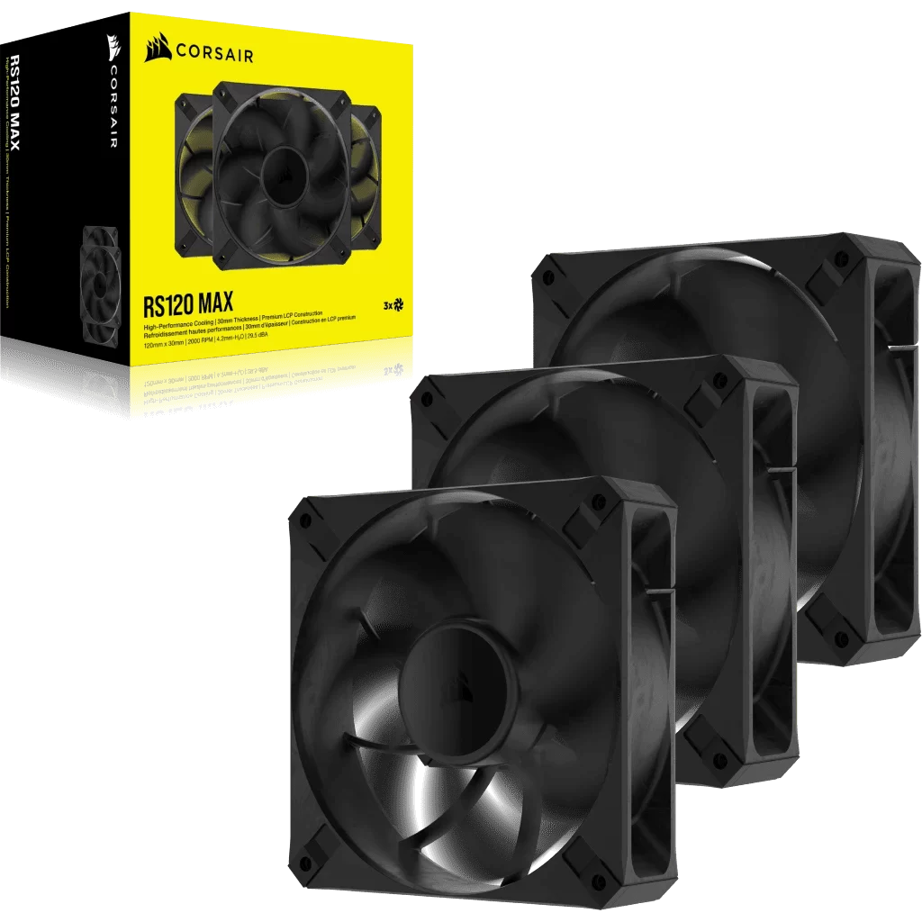CORSAIR RS120 MAX Triple Pack Black (CO-9050171-WW) Fans - 120mm PWM Thick (30mm) Fans 6 CORSAIR RS120 MAX Triple Pack Black (CO-9050171-WW) Fans - 120mm PWM Thick (30mm) Fans - Ảnh 6