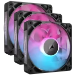 CORSAIR iCUE LINK RX120 MAX RGB Black 120mm PWM Thick Fans Starter Kit Fans - 3x 120mm PWM Fan, iCUE LINK System Hub included