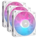 CORSAIR iCUE LINK RX120 RGB White Triple Starter Kit Fans - 3x 120mm PWM Fan, iCUE LINK System Hub included