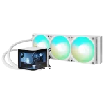 TRYX PANORAMA ARGB 360 WHITE AIO Liquid CPU Cooler - 6.5inch curved screen, 360mm radiator, Asetek 8th gen pump, 3x ROTA ARGB Fans