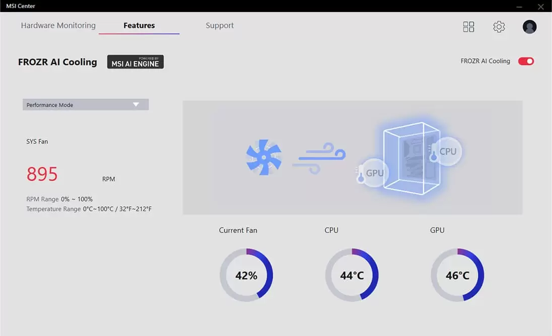 msi fully control ai cooling feature