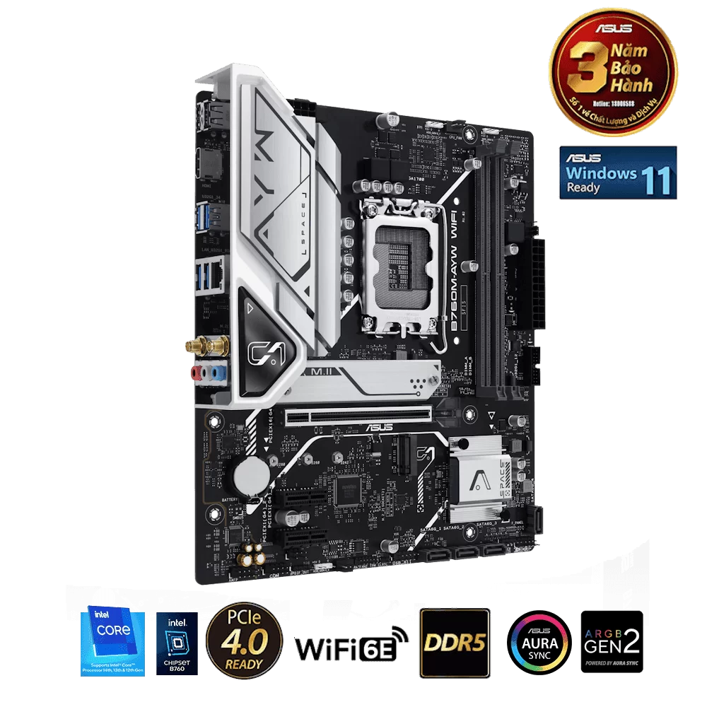 ASUS B760M-AYW WIFI Mainboard 3 ASUS B760M-AYW WIFI Mainboard - Ảnh 3