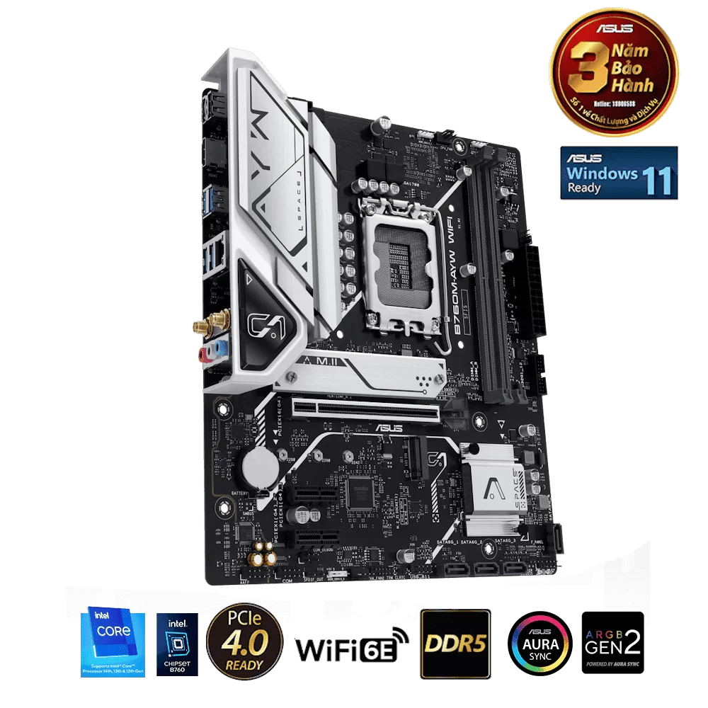 ASUS B760M-AYW WIFI Mainboard 4 ASUS B760M-AYW WIFI Mainboard - Ảnh 4
