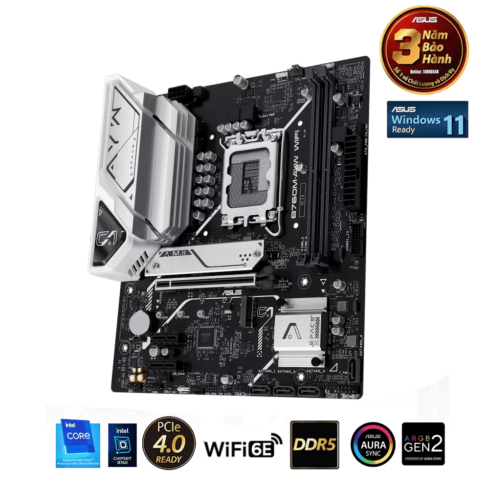 ASUS B760M-AYW WIFI Mainboard 5 ASUS B760M-AYW WIFI Mainboard - Ảnh 5