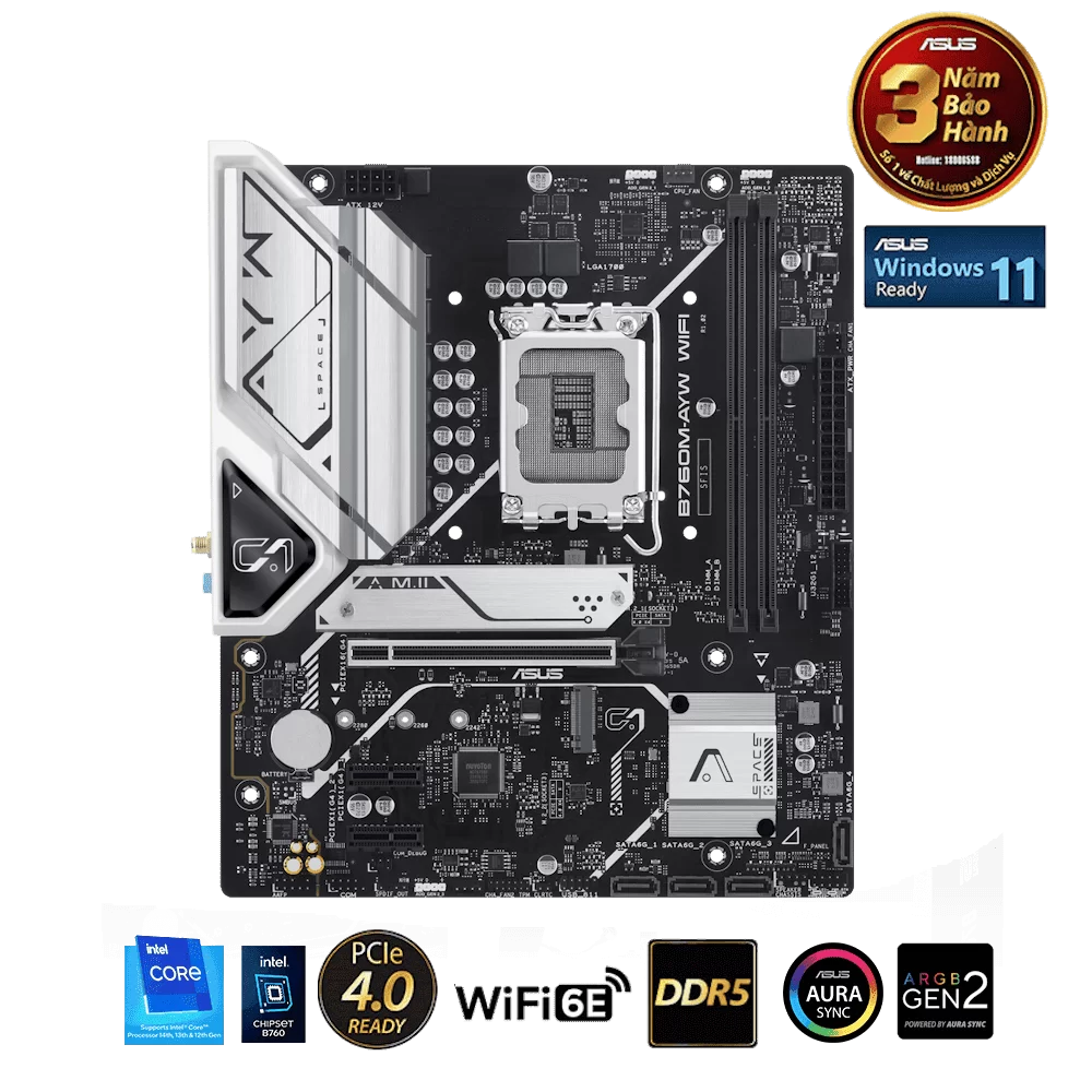 ASUS B760M-AYW WIFI Mainboard 10 ASUS B760M-AYW WIFI Mainboard - Ảnh 10