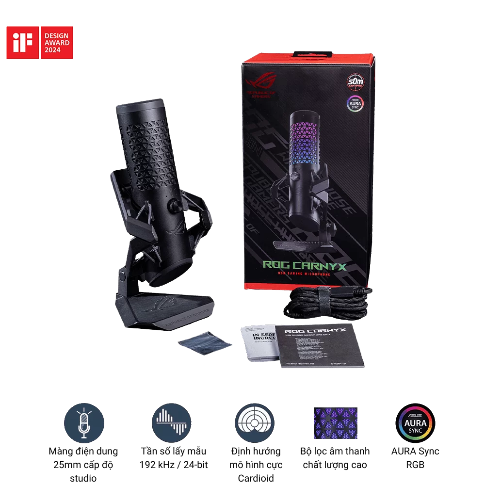 Microphone ASUS ROG Carnyx Black USB Gaming Microphone 2 Microphone ASUS ROG Carnyx Black USB Gaming Microphone - Ảnh 2