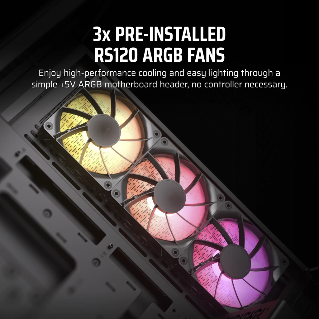 CORSAIR 3500X ARGB Black Glass PC Case - Mid-Tower, 3x RS120 ARGB fans, Reverse Connection Motherboard Compatible 8 CORSAIR 3500X ARGB Black Glass PC Case - Mid-Tower, 3x RS120 ARGB fans, Reverse Connection Motherboard Compatible - Ảnh 8
