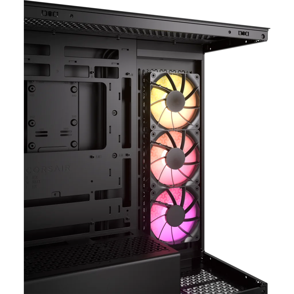 CORSAIR 3500X ARGB Black Glass PC Case - Mid-Tower, 3x RS120 ARGB fans, Reverse Connection Motherboard Compatible 5 CORSAIR 3500X ARGB Black Glass PC Case - Mid-Tower, 3x RS120 ARGB fans, Reverse Connection Motherboard Compatible - Ảnh 5