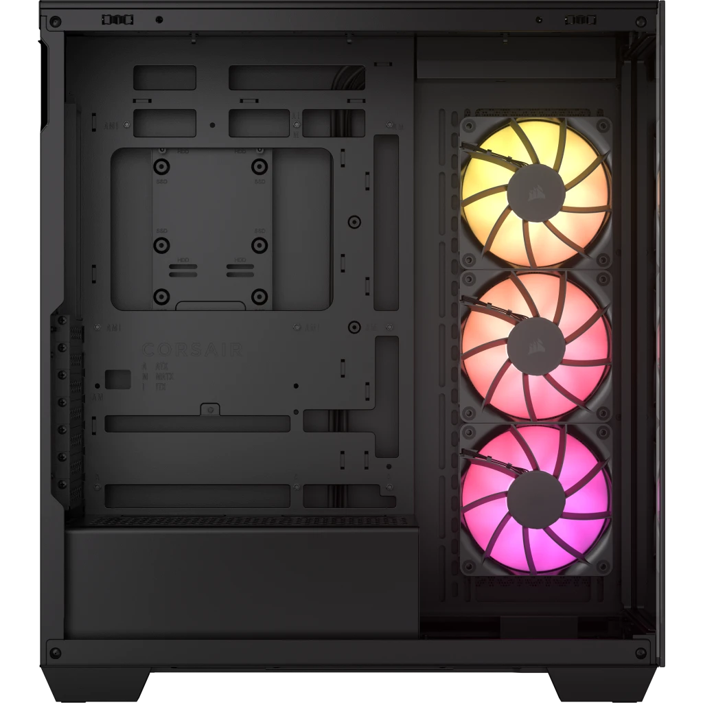 CORSAIR 3500X ARGB Black Glass PC Case - Mid-Tower, 3x RS120 ARGB fans, Reverse Connection Motherboard Compatible 3 CORSAIR 3500X ARGB Black Glass PC Case - Mid-Tower, 3x RS120 ARGB fans, Reverse Connection Motherboard Compatible - Ảnh 3