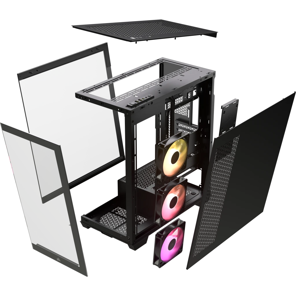 CORSAIR 3500X ARGB Black Glass PC Case - Mid-Tower, 3x RS120 ARGB fans, Reverse Connection Motherboard Compatible 6 CORSAIR 3500X ARGB Black Glass PC Case - Mid-Tower, 3x RS120 ARGB fans, Reverse Connection Motherboard Compatible - Ảnh 6