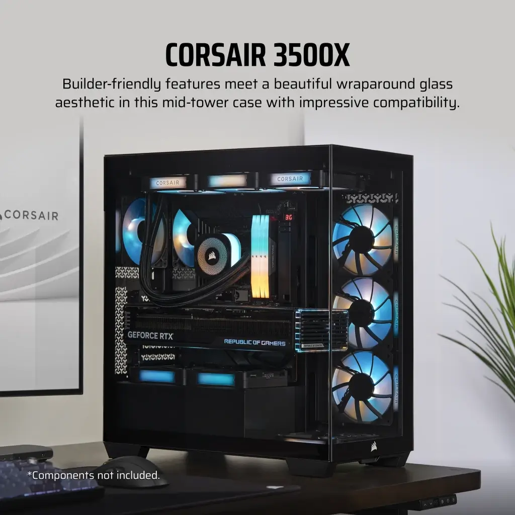 CORSAIR 3500X Black Mid-Tower Glass PC Case - Mid-Tower, Reverse Connection Motherboard Compatible 4 CORSAIR 3500X Black Mid-Tower Glass PC Case - Mid-Tower, Reverse Connection Motherboard Compatible - Ảnh 4
