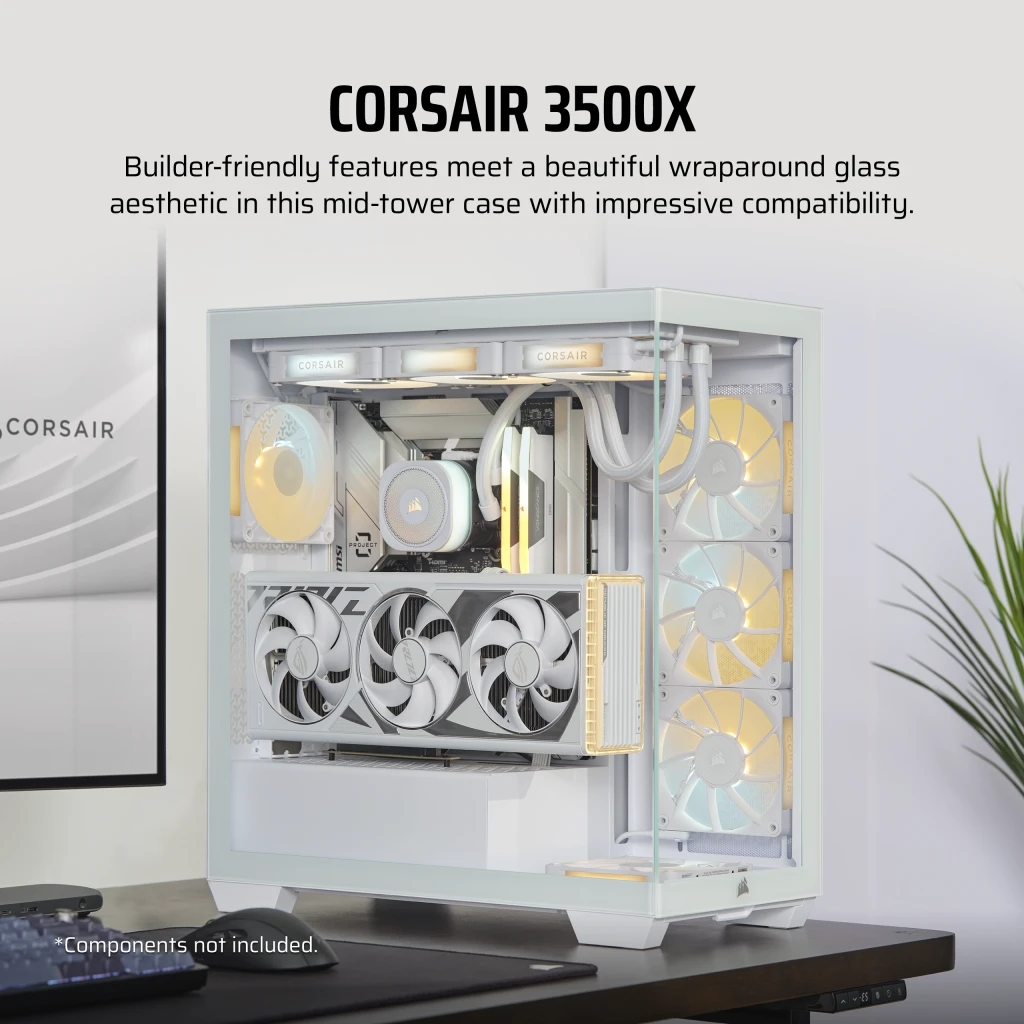 CORSAIR 3500X White Mid-Tower Glass PC Case - Mid-Tower, Reverse Connection Motherboard Compatible 7 CORSAIR 3500X White Mid-Tower Glass PC Case - Mid-Tower, Reverse Connection Motherboard Compatible - Ảnh 7