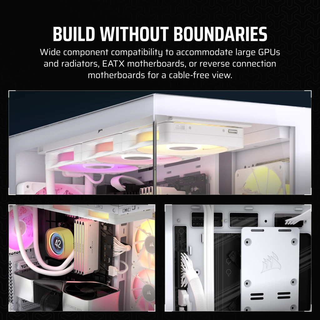 CORSAIR 3500X White Mid-Tower Glass PC Case - Mid-Tower, Reverse Connection Motherboard Compatible 8 CORSAIR 3500X White Mid-Tower Glass PC Case - Mid-Tower, Reverse Connection Motherboard Compatible - Ảnh 8