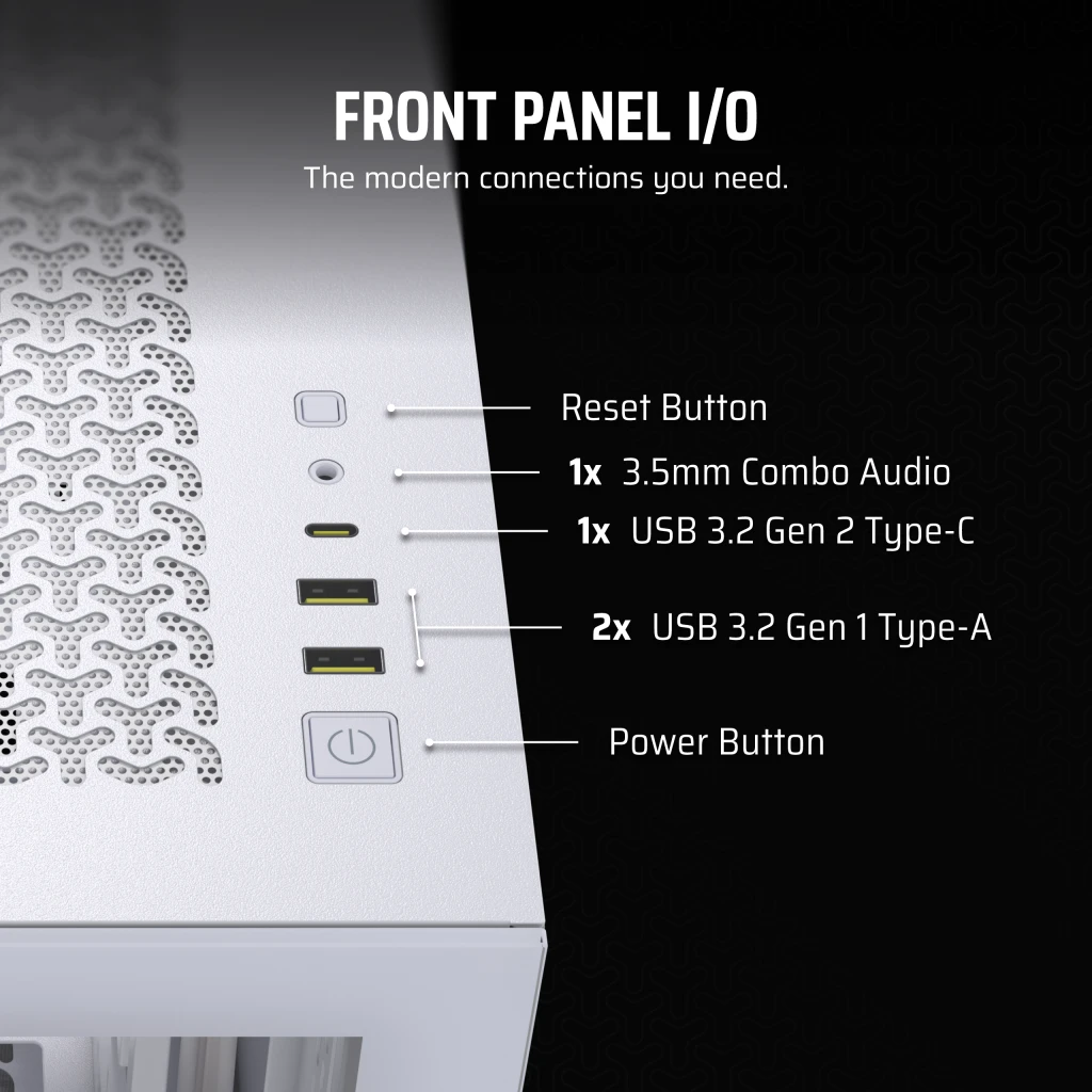 CORSAIR 3500X White Mid-Tower Glass PC Case - Mid-Tower, Reverse Connection Motherboard Compatible 10 CORSAIR 3500X White Mid-Tower Glass PC Case - Mid-Tower, Reverse Connection Motherboard Compatible - Ảnh 10