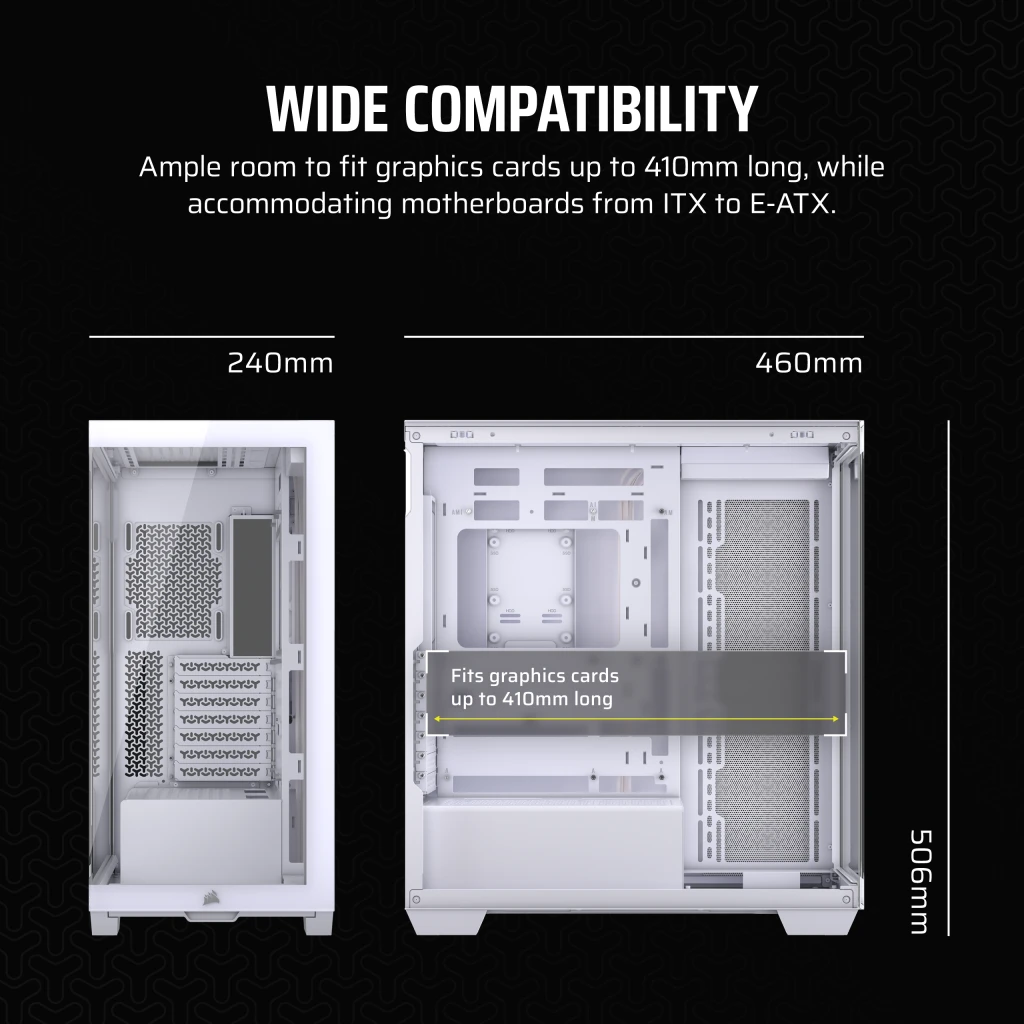 CORSAIR 3500X White Mid-Tower Glass PC Case - Mid-Tower, Reverse Connection Motherboard Compatible 11 CORSAIR 3500X White Mid-Tower Glass PC Case - Mid-Tower, Reverse Connection Motherboard Compatible - Ảnh 11