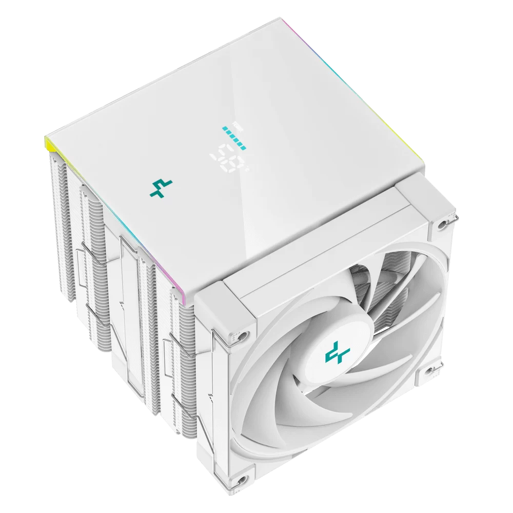 DEEPCOOL AK620 DIGITAL WH High Performance Dual Tower CPU Air Cooler - White, 6 heatpipes, 2x 120mm FDB fans, Intel LGA 1700/AMD AM5 Support 3 DEEPCOOL AK620 DIGITAL WH High Performance Dual Tower CPU Air Cooler - White, 6 heatpipes, 2x 120mm FDB fans, Intel LGA 1700/AMD AM5 Support - Ảnh 3