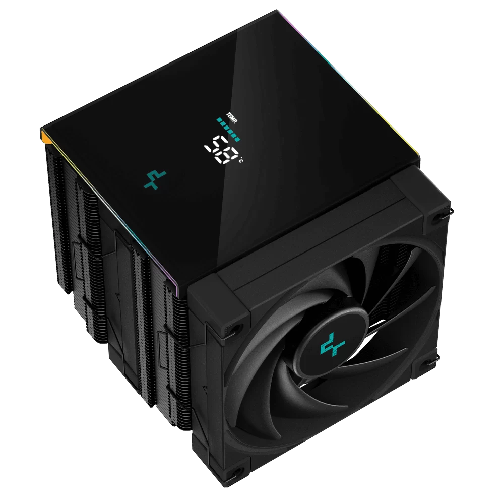 DEEPCOOL AK620 DIGITAL High Performance Dual Tower CPU Air Cooler - Black, 6 heatpipes, 2x 120mm FDB fans, Intel LGA 1700/AMD AM5 Support 3 DEEPCOOL AK620 DIGITAL High Performance Dual Tower CPU Air Cooler - Black, 6 heatpipes, 2x 120mm FDB fans, Intel LGA 1700/AMD AM5 Support - Ảnh 3