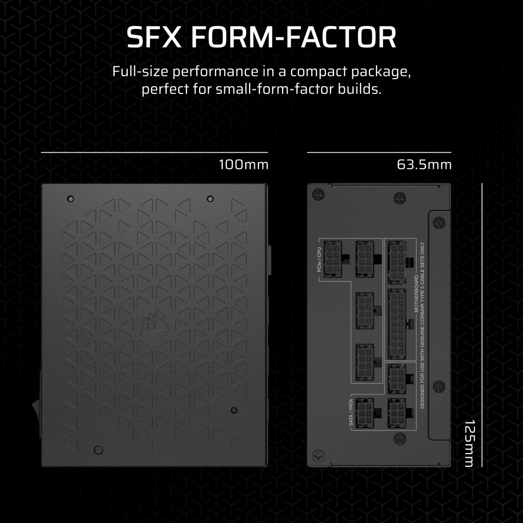 CORSAIR SF Platinum Series (2024) SF750 SFX PSU - 750 Watts, ATX 3.1 & PCIe 5.1, Fully Modular, 80 PLUS Platinum 9 CORSAIR SF Platinum Series (2024) SF750 SFX PSU - 750 Watts, ATX 3.1 & PCIe 5.1, Fully Modular, 80 PLUS Platinum - Ảnh 9