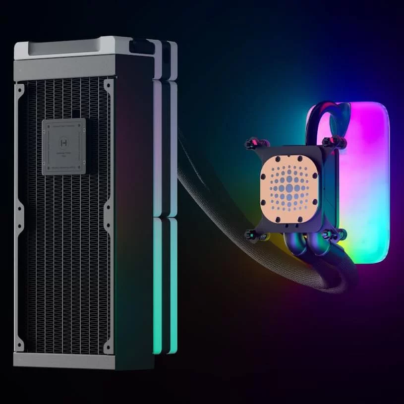 HYTE THICC Q60 Digital LCD Liquid CPU Cooler - White, Dual Pump, 240x52mm Radiator, 5 inch Ultraslim HD-Display 42 Pixel qRGB LEDs 4 HYTE THICC Q60 Digital LCD Liquid CPU Cooler - White, Dual Pump, 240x52mm Radiator, 5 inch Ultraslim HD-Display 42 Pixel qRGB LEDs - Ảnh 4