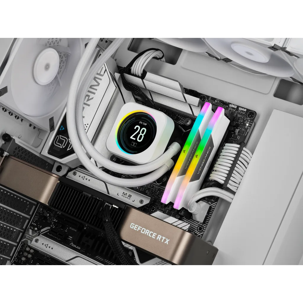 CORSAIR Vengeance RGB White 32GB Memory Kit - White, 32GB (2x16GB) 5600MHz C40 DDR5 (CMH32GX5M2B5600C40W) 6 CORSAIR Vengeance RGB White 32GB Memory Kit - White, 32GB (2x16GB) 5600MHz C40 DDR5 (CMH32GX5M2B5600C40W) - Ảnh 6