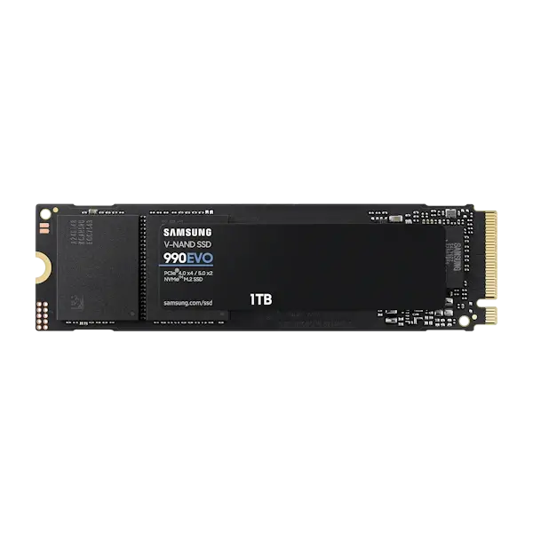 Samsung 990 EVO 1TB (MZ-V9E1T0BW) SSD – M.2 2280, PCIe Gen 5.0 x2 / Gen 4.0 x4 NVMe 2.0 1 Samsung 990 EVO 1TB (MZ-V9E1T0BW) SSD – M.2 2280, PCIe Gen 5.0 x2 / Gen 4.0 x4 NVMe 2.0
