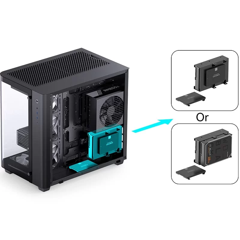 Jonsbo TK-3 Black One-piece Curved Glass Mid-Tower Case - Support BTF MB, Dual 360 AIO 16 Jonsbo TK-3 Black One-piece Curved Glass Mid-Tower Case - Support BTF MB, Dual 360 AIO - Ảnh 16