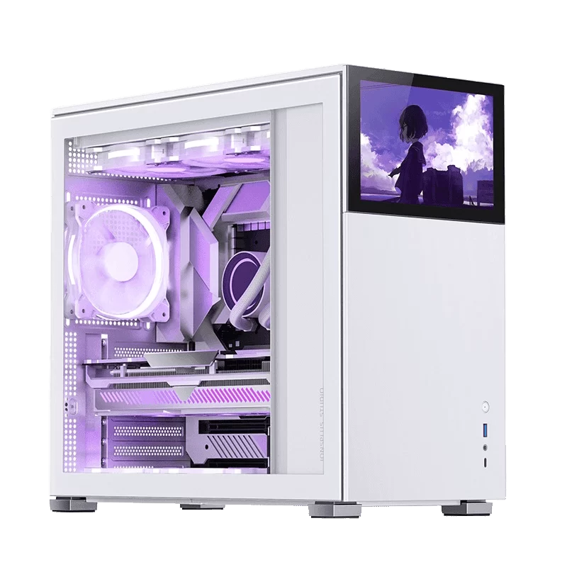 Jonsbo D41 STD SCREEN White ATX Mid Tower Case - Sub HD-LCD Display,Support GPU RTX 4090 + 360 AIO + ATX Power