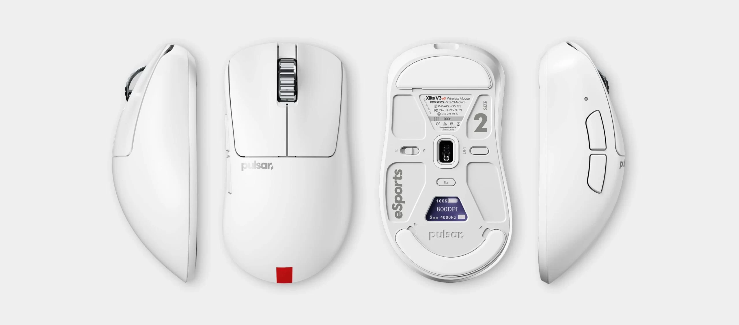 Pulsar Xlite V3 eS White Wireless Gaming Mouse dimension N scaled